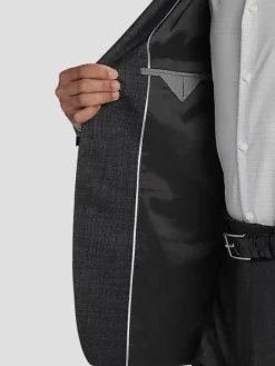 Suit Separates|3-piece Suits-Calvin Klein Slim Fit Wool Blend Peak Lapel Suit jacket Charcoal Tic