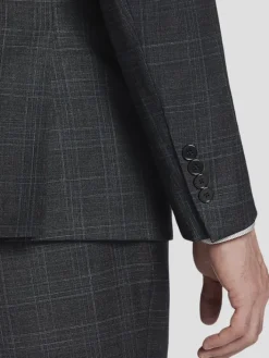 3-piece Suits|Suit Separates-Calvin Klein Slim Fit Wool Blend Plaid Suit Jacket Grey/Tan Plaid