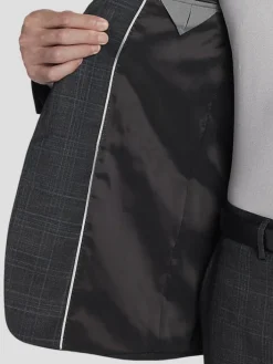 3-piece Suits|Suit Separates-Calvin Klein Slim Fit Wool Blend Plaid Suit Jacket Grey/Tan Plaid