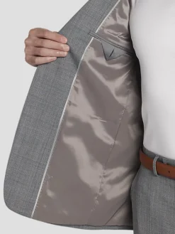 3-piece Suits|Suit Separates-Calvin Klein Slim Fit Wool Blend Plaid Suit Jacket Dark Grey/Blue Plaid