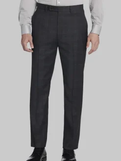 Dress Pants|3-piece Suits-Calvin Klein Slim Fit Wool Blend Plaid Suit Pants Grey/Tan Plaid