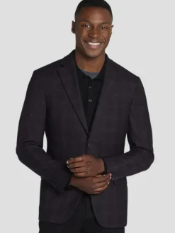 Sport Coats|Sport Coats-Calvin Klein Slim FIt Wool Blend Plaid Sport Coat Blue Plaid