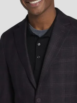 Sport Coats|Sport Coats-Calvin Klein Slim FIt Wool Blend Plaid Sport Coat Blue Plaid