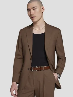 3-piece Suits|Suit Separates-JOE Joseph Abboud Slim Fit Wool Blend Sharkskin Suit Jacket Carmel