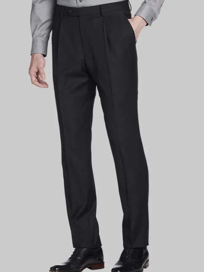 Dress Pants|3-piece Suits-JOE Joseph Abboud Slim Fit Wool Blend Single Pleat Suit Pants Black Solid