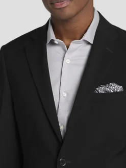 2-piece Suits-Calvin Klein Slim Fit Wool Blend Suit Black Solid