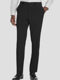 2-piece Suits-Calvin Klein Slim Fit Wool Blend Suit Black Solid
