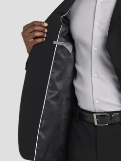 2-piece Suits-Calvin Klein Slim Fit Wool Blend Suit Black Solid