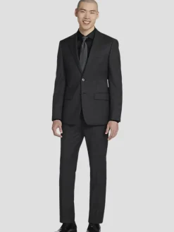 3-piece Suits|Suit Separates-Calvin Klein Slim Fit Wool Blend Suit Jacket Gray Plaid