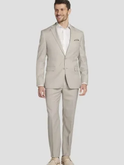 Suit Separates|3-piece Suits-JOE Joseph Abboud Slim Fit Wool Blend Suit Jacket Tan Sharkskin