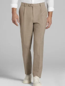Big & Tall Pants|Big & Tall Suits-JOE Joseph Abboud Slim Fit Wool Blend Suit Pants Tan Tic