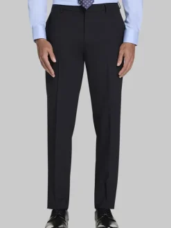 Big & Tall Pants|Big & Tall Suits-Awearness Kenneth Cole Slim Fit Wool Blend Suit Pants Black Solid