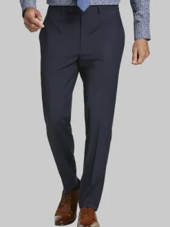 Dress Pants|3-piece Suits-Calvin Klein Slim Fit Wool Blend Suit Pants Black Solid