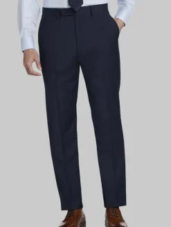 Dress Pants|3-piece Suits-Calvin Klein Slim Fit Wool Blend Suit Pants Blue Texture