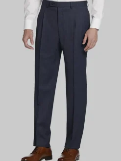 Dress Pants|3-piece Suits-Calvin Klein Slim Fit Wool Blend Suit Pants Navy Tic