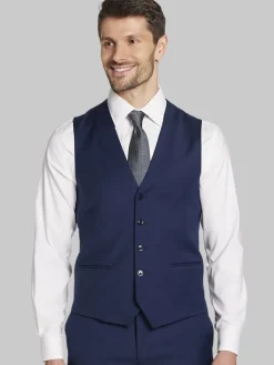 Big & Tall Suits|Vests-JOE Joseph Abboud Slim Fit Wool Blend Suit Vest Blue/Postman