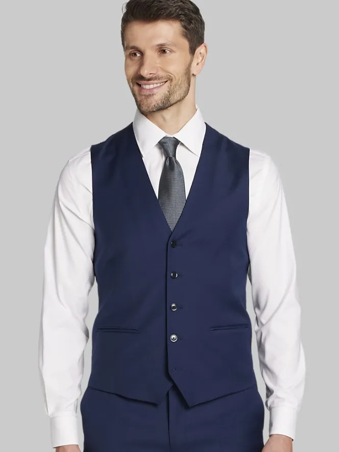 Big & Tall Suits|Vests-JOE Joseph Abboud Slim Fit Wool Blend Suit Vest Blue/Postman