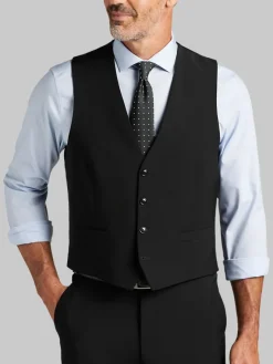 3-piece Suits|Suit Separates-Calvin Klein Slim Fit Wool Blend Suit Vest Black Solid