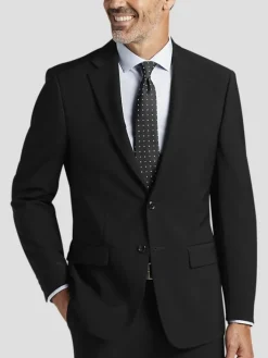 Suit Separates|3-piece Suits-Calvin Klein Slim Fit Wool Blend Suit Jacket Black Solid