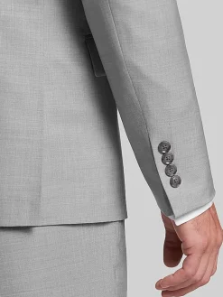 3-piece Suits|Suit Separates-Calvin Klein Slim Fit Wool Blend Suit Jacket Light Gray Sharkskin