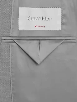 3-piece Suits|Suit Separates-Calvin Klein Slim Fit Wool Blend Suit Jacket Light Gray Sharkskin