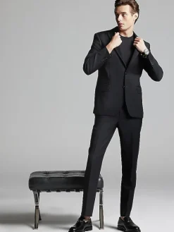 3-piece Suits|Suit Separates-JOE Joseph Abboud Slim Fit Wool Blend Suit Jacket Black Solid