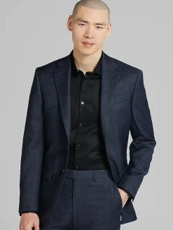 3-piece Suits|Suit Separates-Calvin Klein Slim Fit Wool Blend Suit Jacket Dark Blue Neat