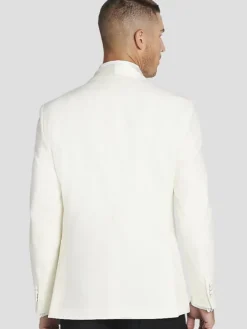 Big & Tall Tuxedos|Big & Tall Suits-Tommy Hilfiger Slim Fit Wool Blend Tuxedo Jacket White