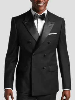 Tuxedos|Big & Tall Tuxedos-Calvin Klein Slim Fit Wool Double-Breasted Tuxedo Jacket Formal