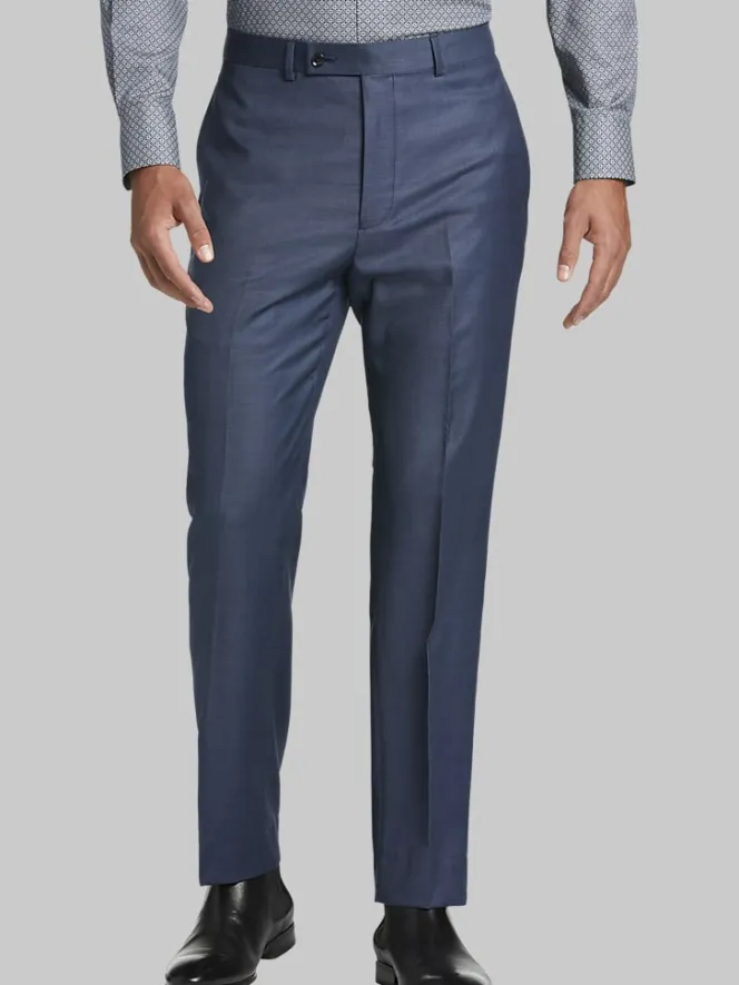 Dress Pants|3-piece Suits-Calvin Klein Slim Fit Wool Suit Pants Blue Sharkskin