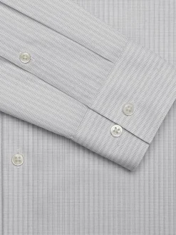 Patterned Dress Shirts|Designer Dress Shirts-Calvin Klein Slim Fit Wrinkle-Resistant Stripe Dress Shirt Gray Stripe
