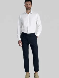 Solid Dress Shirts|Designer Dress Shirts-Haggar Smart Wash Classic Fit Solid Color Dress Shirt Black Solid