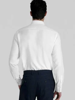 Solid Dress Shirts|Designer Dress Shirts-Haggar Smart Wash Classic Fit Solid Color Dress Shirt Black Solid