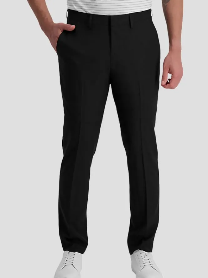 Suit Separates|Dress Pants-Haggar Smart Wash® Repreve® Slim Fit Flat Front Suit Pant Black Solid