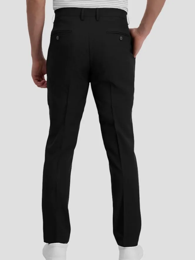 Suit Separates|Dress Pants-Haggar Smart Wash® Repreve® Slim Fit Flat Front Suit Pant Black Solid