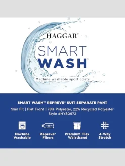 Suit Separates|Dress Pants-Haggar Smart Wash® Repreve® Slim Fit Flat Front Suit Pant Black Solid