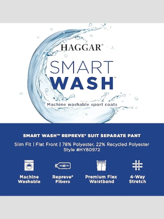 Suit Separates|Dress Pants-Haggar Smart Wash® Repreve® Slim Fit Flat Front Suit Pant Black Solid