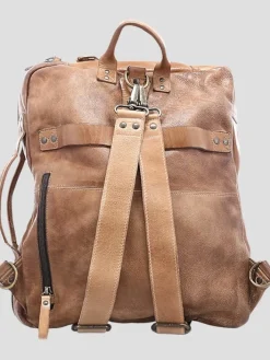 Travel & Luggage-Bedstu Socrates Leather Multiuse Backpack Tan