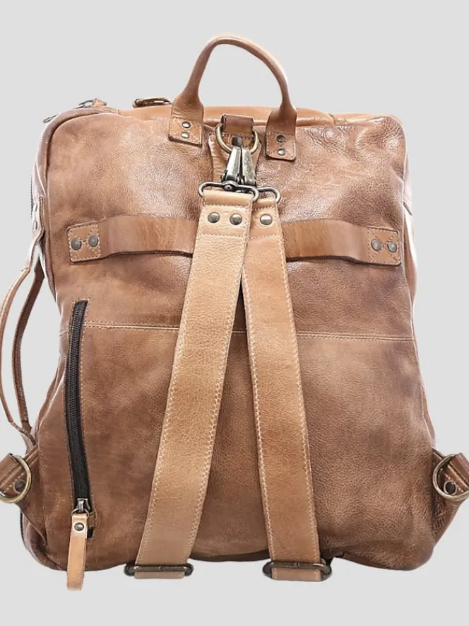Travel & Luggage-Bedstu Socrates Leather Multiuse Backpack Tan