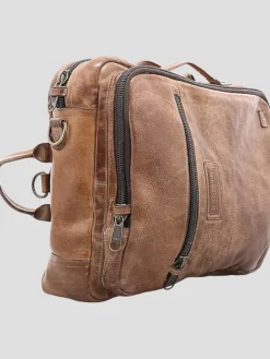 Travel & Luggage-Bedstu Socrates Leather Multiuse Backpack Tan