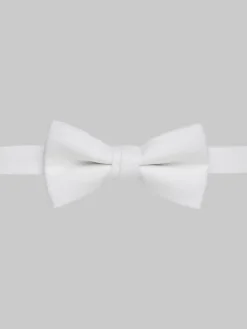 Formal Accessories|Bow Ties-Pronto Uomo Solid Pique Pre-Tied Formal Bow Tie White