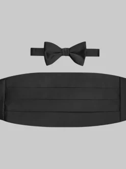 Formal Accessories|Bow Ties-Pronto Uomo Solid Silk Bow Tie & Cummerbund Set Apple