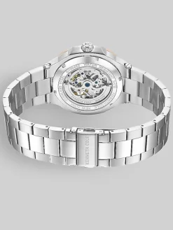 Watches-Kenneth Cole Stainless Steel Skeleton Watch Silver