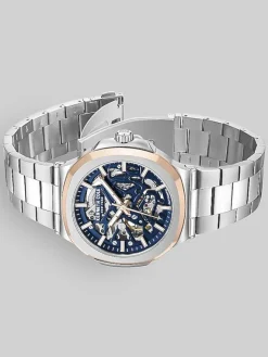 Watches-Kenneth Cole Stainless Steel Skeleton Watch Silver