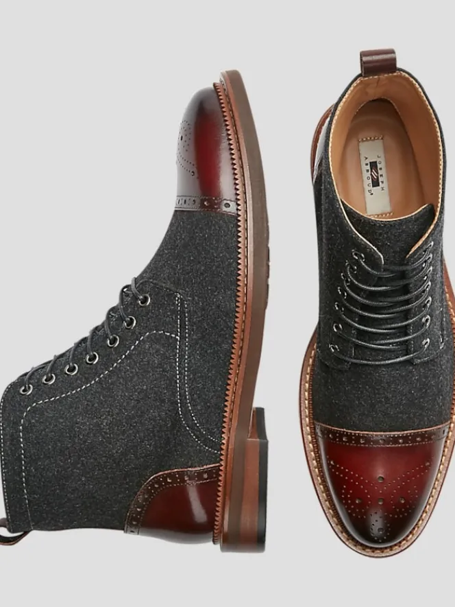 Boots-Joseph Abboud Stance Cap Toe Boots Charcoal