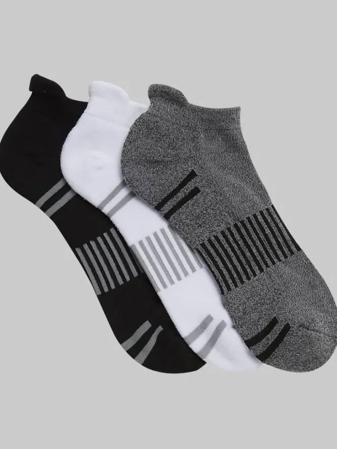 Socks-Egara Stripe Low-Cut Socks, 3-Pack Black