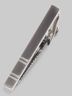 Jewelry|Tie Bars & Cufflinks-Pronto Uomo Stripe Tie Bar Gunmetal