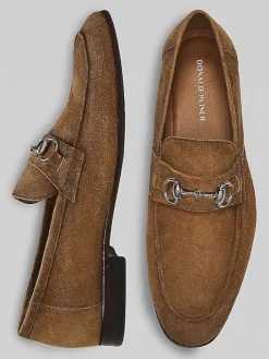Loafers & Slip-ons-Donald Pliner Ted Suede Moc Toe Bit Loafers Taupe