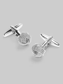 Tie Bars & Cufflinks-Pronto Uomo Textured Knot Cufflinks Silver
