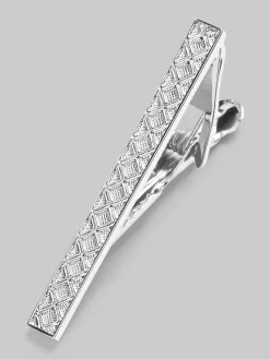 Jewelry|Tie Bars & Cufflinks-Pronto Uomo Textured Tie Bar Silver
